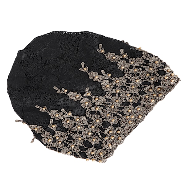 Löysä myssy, rento muoti, helmillä koristeltu pitsi, hengittävä, löysä, laiska kemiallinen beanie naisille, musta