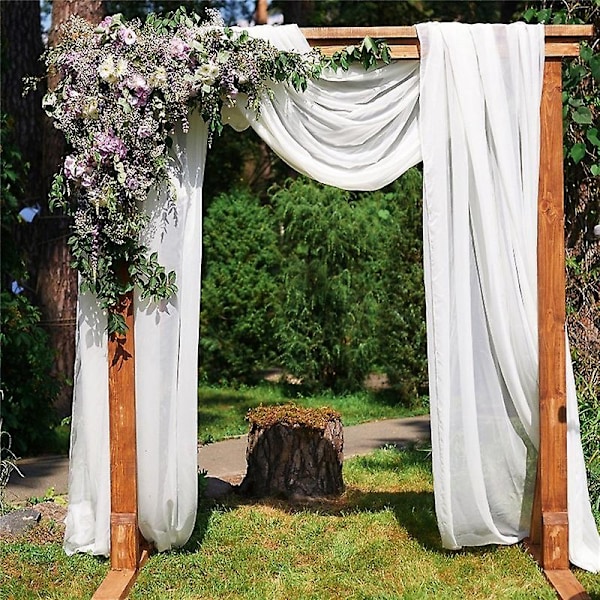 70*550cm (2,3ft*18ft) Förpackning med 1 Bröllopsbåge Hängande, Bröllop Voile Vit 70 x 550cm Elastiska Chiffong Draperingar för Bröllopsdekoration, Bakgrund, Gasvävsgardin