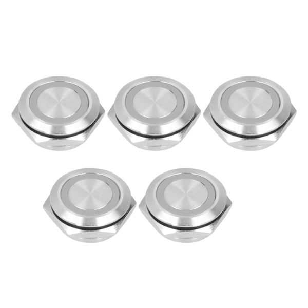 5 stk øjeblikkelig trykknap-afbryder Metal Auto Reset Ultratynd Vandtæt med LED 22mmDC12~24V Gul