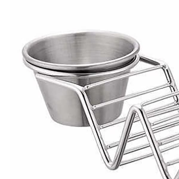 Taco Stand Rustfrit Stål 3 Gitter V-formet Blank Taco Holder Stativ til Køkken Hjem med Dobbeltsidede Sovsekopper