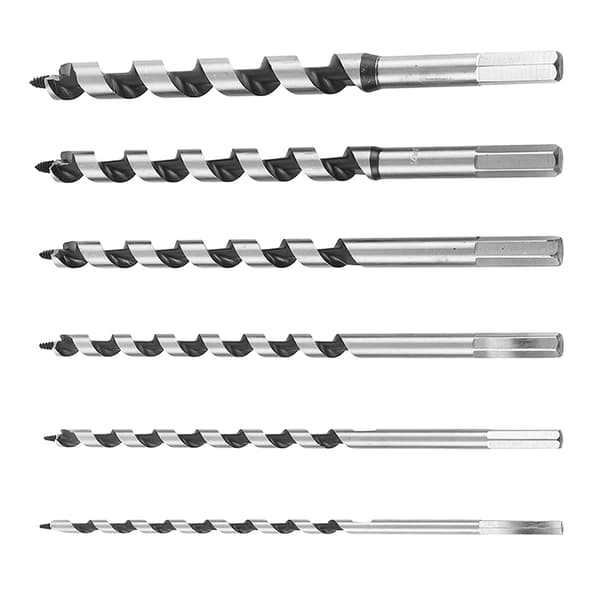 6 STK Borbitssett 230 mm Lang sekskantet skaft Solid sneglebitssett for trearbeid