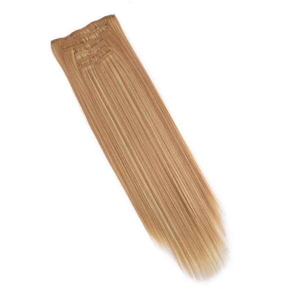 6 STK Clip in Hair Extensions Lang rett parykk for daglig bruk Matt høytemperatur silke 16.27H613#