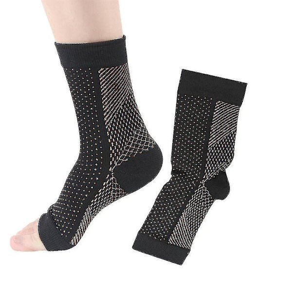 Soothe Neuropathy Kompressionsstrumpor med bågstöd för smärtlindring - Svart Gul - S/M