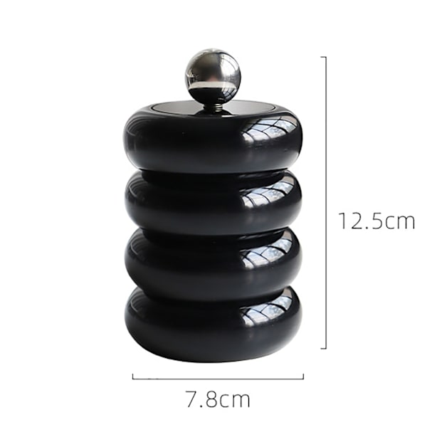 Nordisk stil Qtip-holder Dispenser Desktop Støvsikker Bomuldspind Opbevaringsbeholder Donut Form Makeup Opbevaringsboks med låg Sort 4 lag