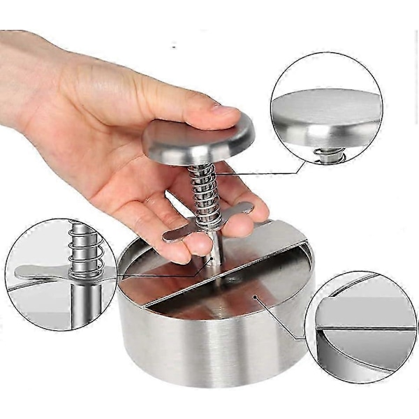 Burger Press Maker, Hamburgerpress i 304 rostfritt stål, Justerbara non-stick formar för att göra hamburgare, lämpliga för nötköttsburgare (114MM)