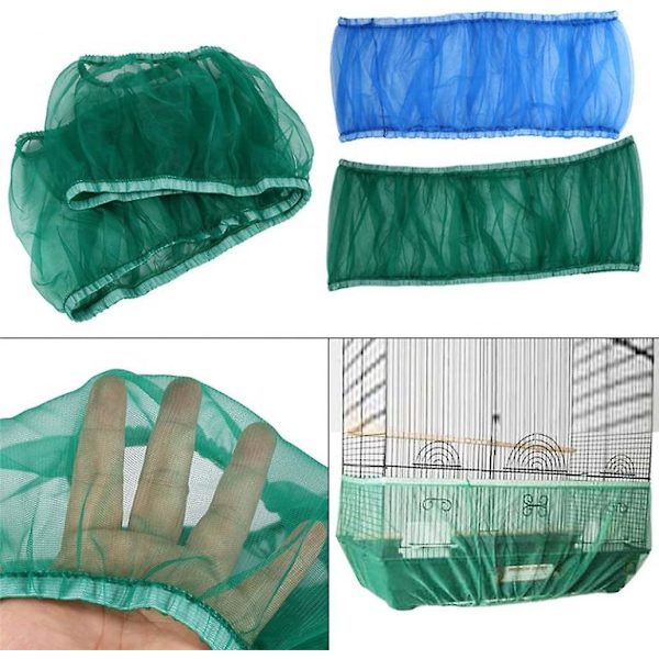 Enkel vit XL-storlek fågelbur mesh nätlock för dammtät fröuppsamling (35 omkrets, 150-200 cm)