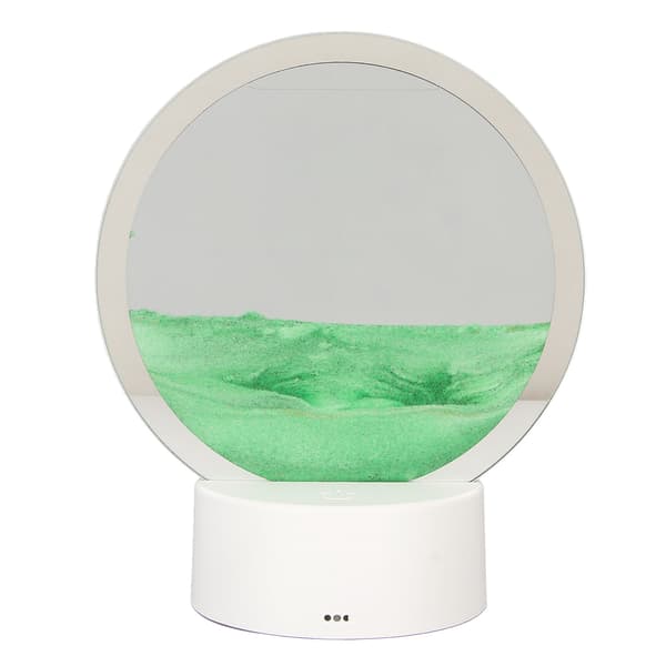 Rörlig sandkonst rund ram 3D transparent glas batteri USB-driven belysning dynamisk sandbild för familjekontor café grön