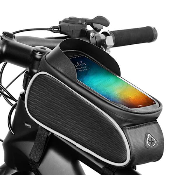 Cykelrammepose Sprøjtesikker Cykeltaske Pose Touchscreen Taske med Hovedtelefonhul til Smartphone Under 6,5 Tommer