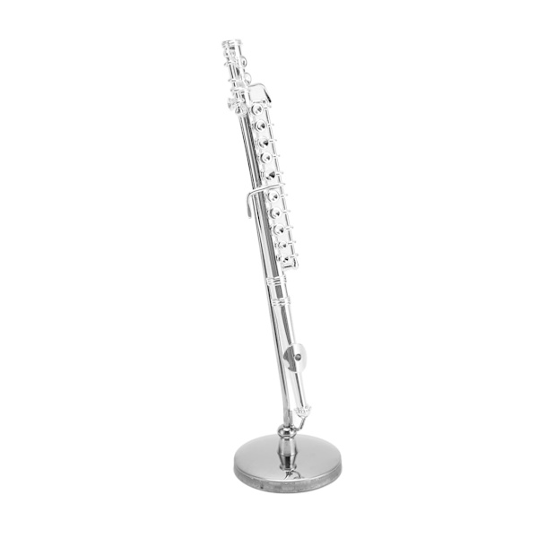 Koppar miniatyr flöjt modell med stativ och case Mini musikinstrument Replika dockhus modell 4,3 tum