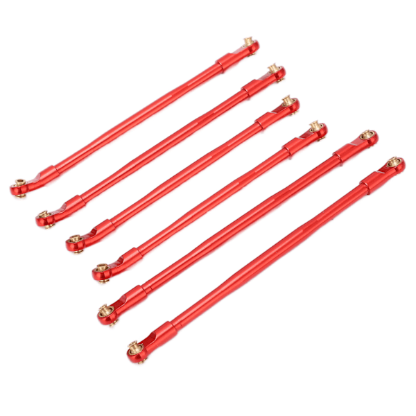 6 kpl RC-auton metalliset vetovarret, kulutusta kestävät metalliset jousitusvarret Axial RBX10 1/10 RC-kローラutolle, punainen