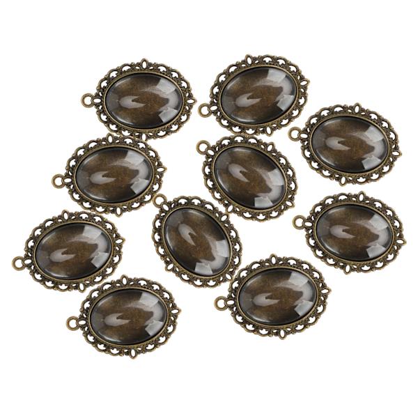 10 set glasplåsterhänge ovala brickor glascabochon klara kupolplattor DIY smyckesmaterial