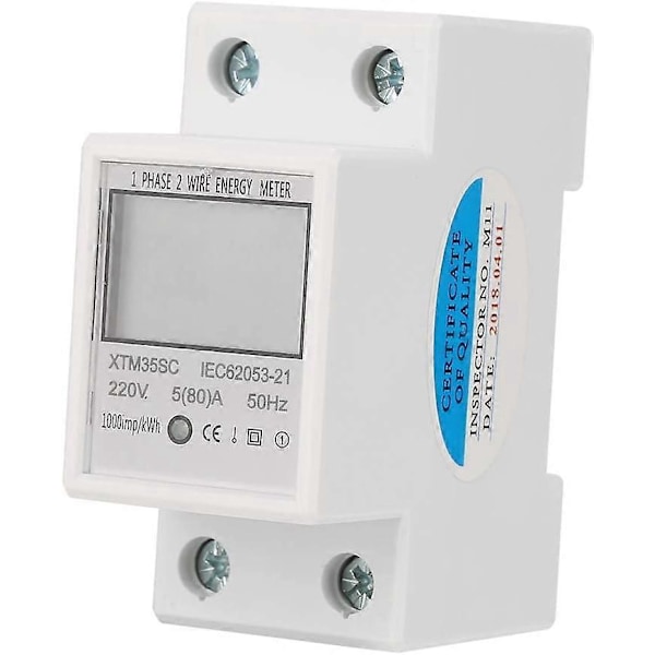 Digital elmåler 220V 5(80)A Enkeltfaset 2-leder 2P Digital elektrisk elmåler