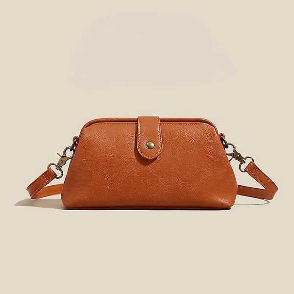 Retro handgjord doktorsväska crossbody-väska för kvinnor retrostil läder crossbody axelväska (brun) 24*14*8CM