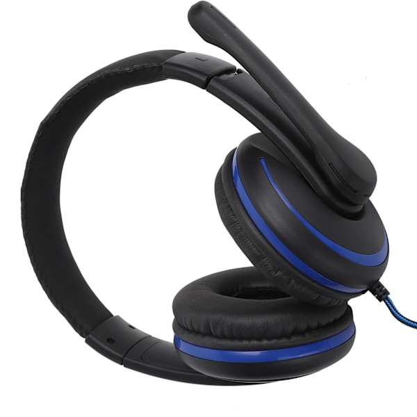 3,5 mm Gaming-hovedtelefoner med kabel og mikrofon til PS4, bærbar computer, mobiltelefon, sort + blå