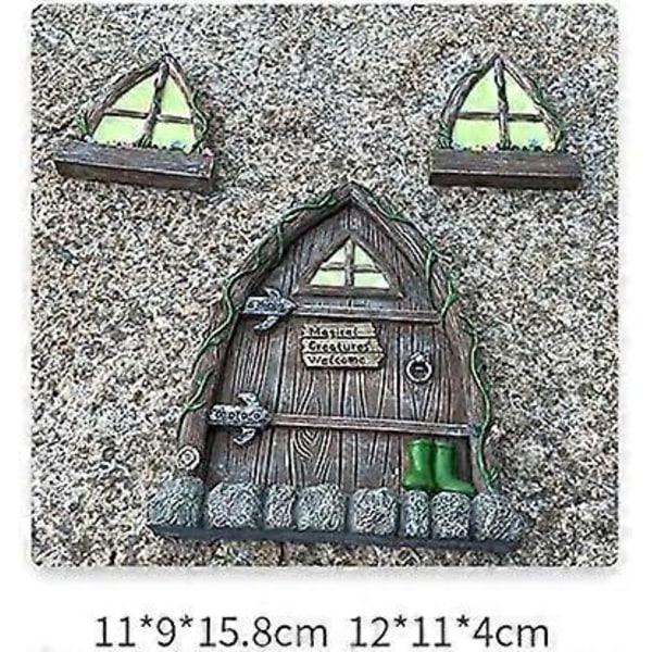 Miniature Fe Gnome Hjem Vindue og Dør til Træer Dekoration Havekunst Miniature Håndværk Elvergård