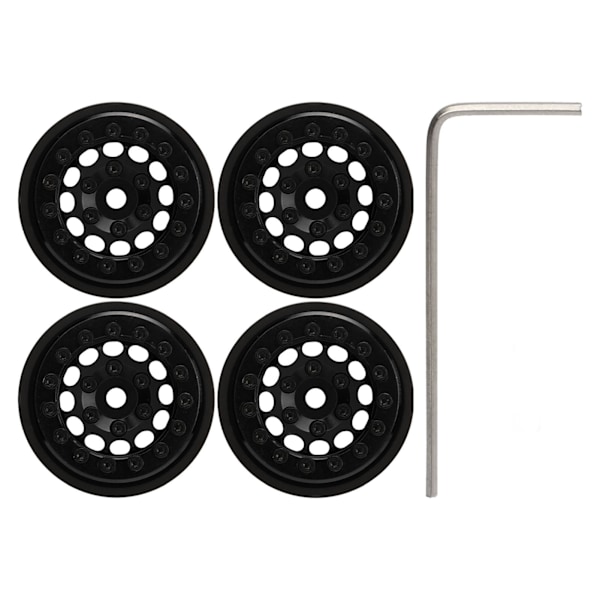 4pcs 1.0 Inch Beadlock Rims 12 Holes Aluminum Alloy RC Wheel Hub for FMS FCX24 1/24 Crawler Black