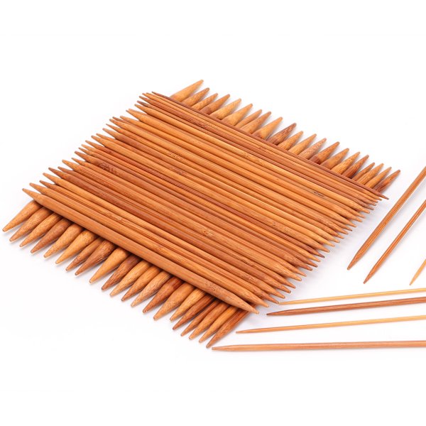 75 st dubbelspetsiga stickor 20 cm/7,8 tum kolsyrade bambustickor set 15 storlekar
