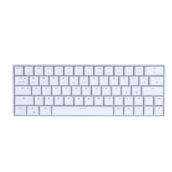 Mekanisk tastatur 64 taster RGB trådløs 2.4G BT3.0 5.0 Type C kablet tilkobling ergonomisk hvit mekanisk tastatur rød bryter