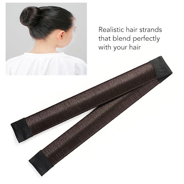 Bull Donut Hair Maker Natural Realistic Fast Fixed Donut Hair Fold Wrap Snap för fest Mörkbrun
