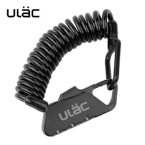 Ulac K2s Cykelkombinationslås - Nulstilbar 3-cifret - Bærbar MTB Racercykellås - 1,2 m kabel ULCK2SBK