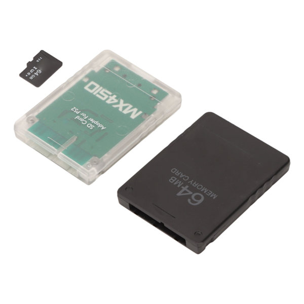 Hukommelseskortlæser Stabil erstatningshukommelseskortadapter med 64G hukommelseskort og FMCB 64MB spilkort til PS2 Fat