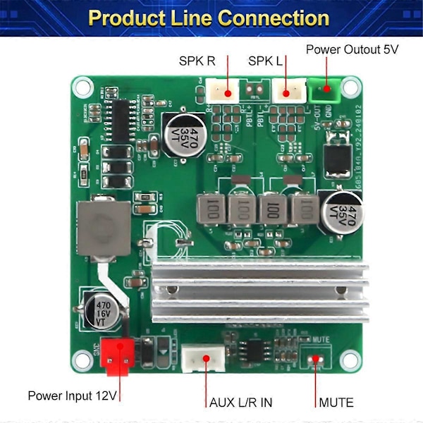 12V HiFi Digital Forstærker Board Stereo TPA3116 70Wx2 Dual Channel