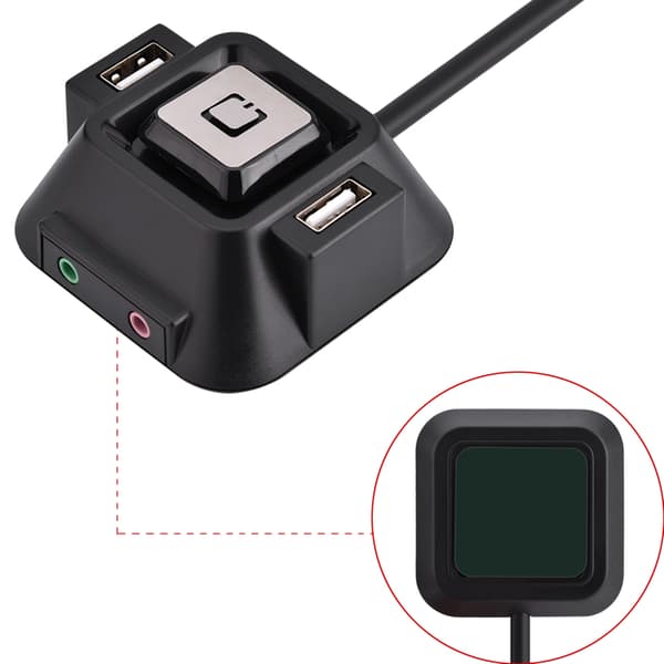 Desktop PC kabinet Switch Dobbelt USB-porte Power Reset-knap Audio Mikrofon Port