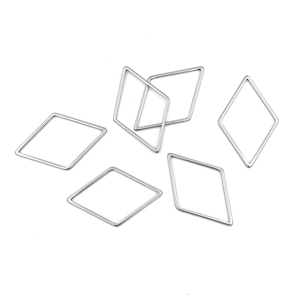 30 st örhängen-kontakter DIY geometriska rombformade ihåliga rostfria hängetillbehör för prydnader hantverk