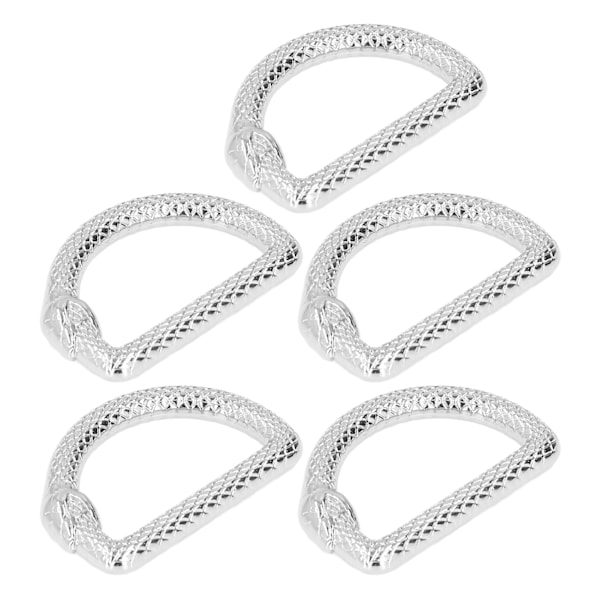5 st D-ringar i zinklegering, robusta, hållbara, multifunktionella, breda applikationer, metall D-ringar för väska, ryggsäck, bälte, silver
