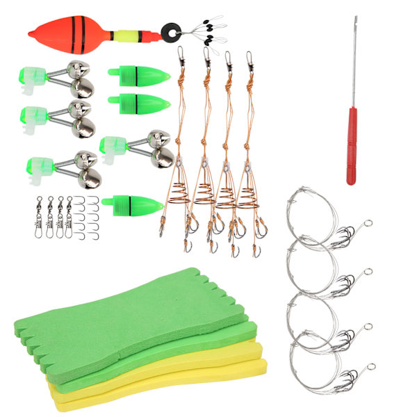 Bærbar fiskeutstyrsett Line Board Lure Bait Hook Detacher Small Bell Tackle Kit Fisketilbehør