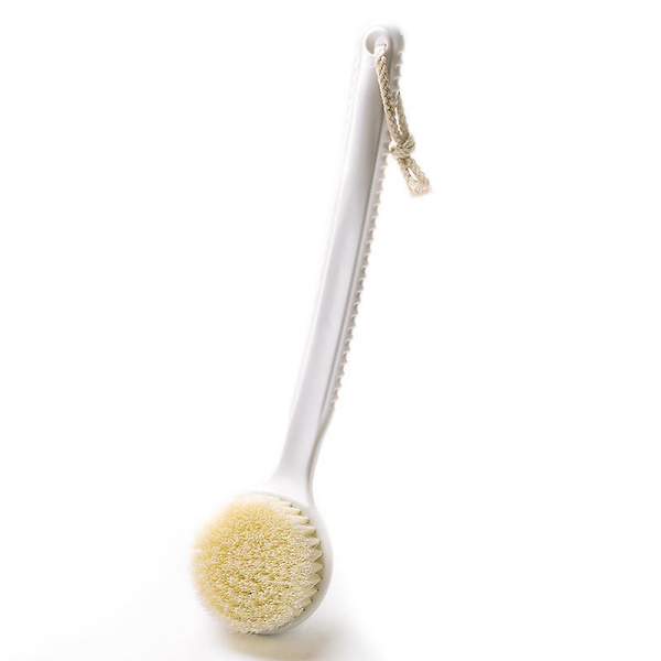Ryggborste med långt handtag - Mjuk duschborste för män och kvinnor, exfolierande och skrubbande kroppsborste (Elfenben)