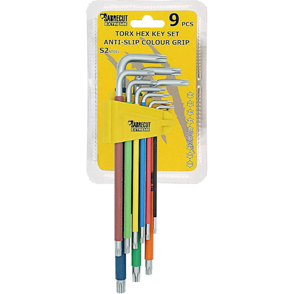 9 erittäin pitkää värikoodattua Torx-avainta