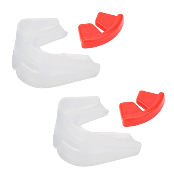 2Set Tosidet Tannbeskytter Transparent Silikon Tannregulering Munnbeskytter for Sanda Boksing