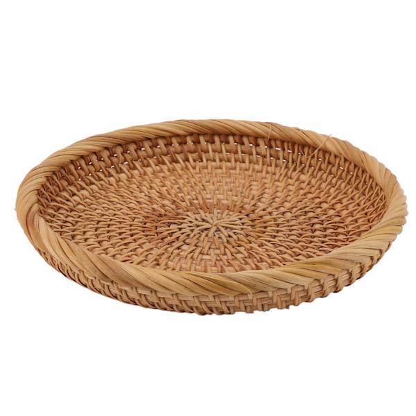 Flettet frugtfad i rattan - elegant, traditionelt og naturligt - serveringsfad til køkkenbord og bord L