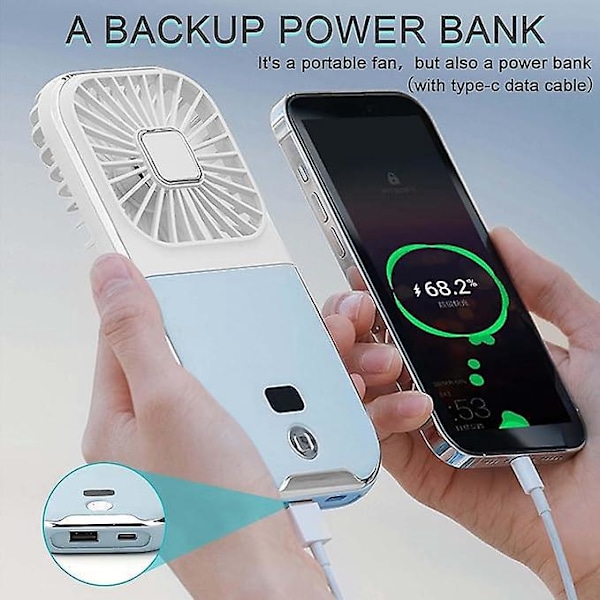 Kannettava tuuletin, kannettava minituuletin, taskutuuletin, kannettava tuuletin, 4-nopeuksinen henkilökohtainen pieni tuuletin, 180° ladattava hiljainen USB-tuuletin ulkoilumatkoille