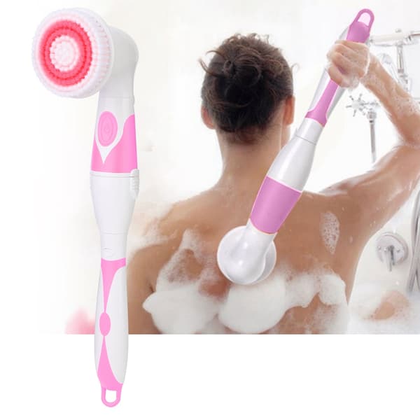 4 i 1 elektrisk badebørste kropsrensende eksfolierende automatisk brusemassagebørste (pink)