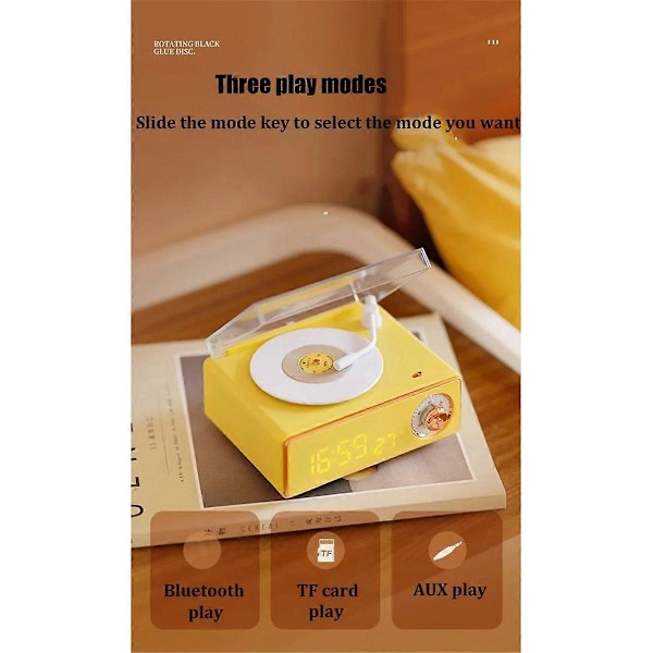 Nyankommet Retro Platespiller Vekkerklokke Audiohøyttaler