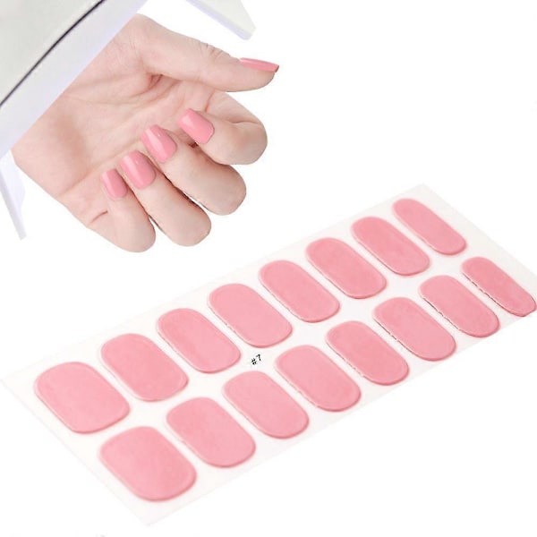 Franska Semi-Härdade Gel Nagelstickers 16 Tips Ren Färg Full Täckning UV Nagelpulver Hållbar Nagel Förlängnings Sticker NK-LTHP-009