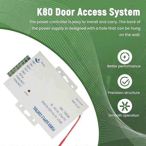 K80 Dør Adgangssystem Elektrisk Strømforsyning Kontrol DC 12V 3A