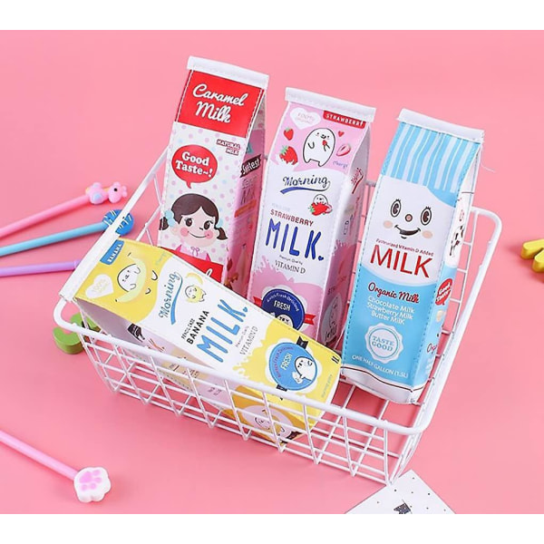 Blueoriginal Milk Carton School Blyantveske 20 x 5 x 6 cm Veske i kunstskinn med glidelås for kontorrekvisita