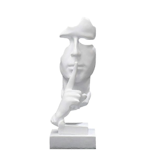 Silence is Golden Statue, Resin Abstrakt Skulptur Moderne Kunst Figurer Stille Menn Statuer for Stue Studere Inngang Hjemmekontor Dekor