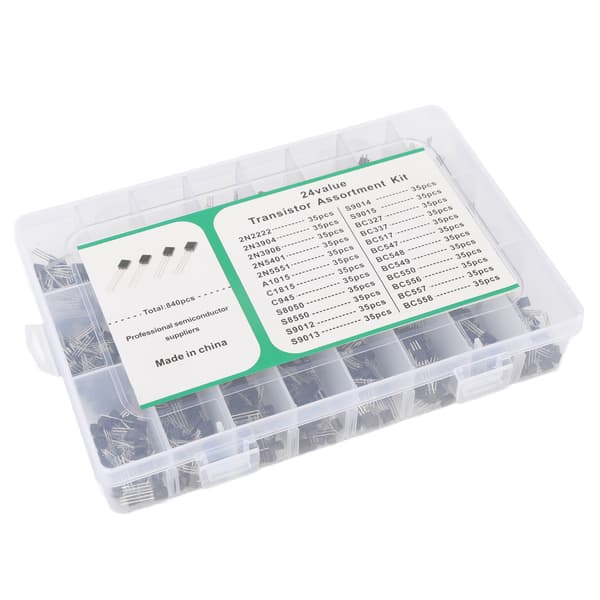 840 st BC337 BC549 A1015 Transistor Diod Triod 24 Värde NPN PNP Effekt Allmänt Transistor Sortimentssats
