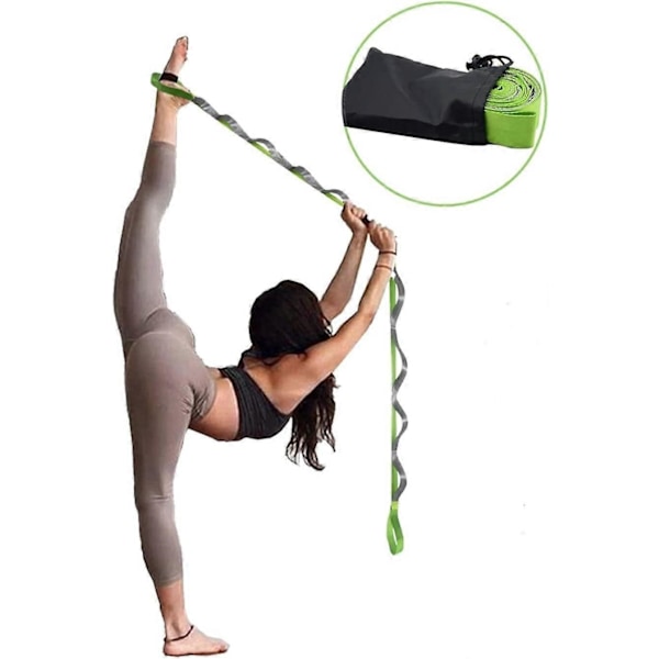 Yogastrap 12 Öglor Yogastretchband Icke-elastisk Stretchband för Fysioterapi Pilates Dans och Gymnastik