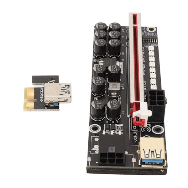 PCIE Riser Strømadapterkort 6 Pin Kompatibel 1X 4X 8X 16X PCIE Interface Plug and Play USB Riser Strømadapterkort Sort