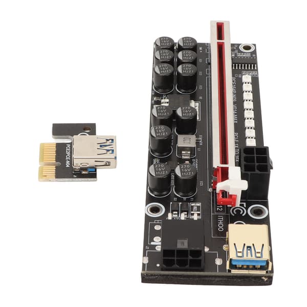 PCIE Riser Strömadapterkort 6-stift Kompatibel 1X 4X 8X 16X PCIE-gränssnitt Plug and Play USB Riser Strömadapterkort Svart