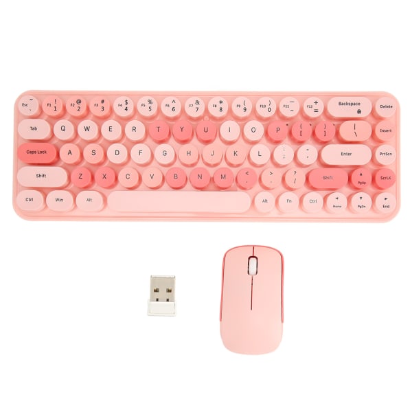 USB Tastatur Mus 2.4G Trådløs 68 Taster Lavt forbrug Retro Sød ABS Gaming Tastatur Mus til PC Pink Blandet Farve