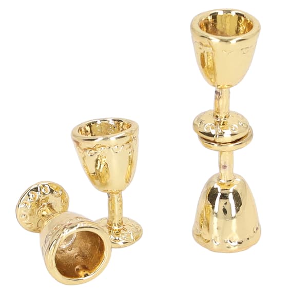 4 stk. Mini Champagneglas Simulation Miniature Champagneglas til 1:12 Dukkehus Gylden