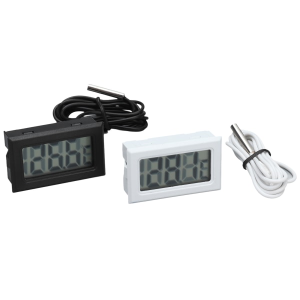2 stk elektronisk digitalt termometer termostat temperaturmåler 2 s oppdatering med sonde (svart hvit)