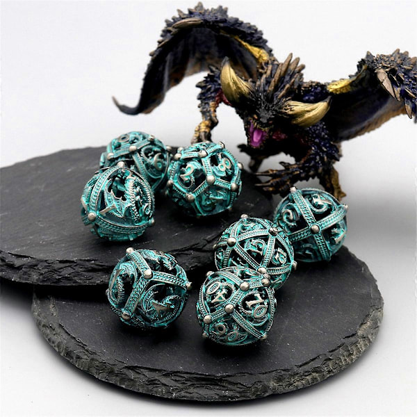 7 st Metall Tärningsset för Dungeons and Dragons Bordsspel, B