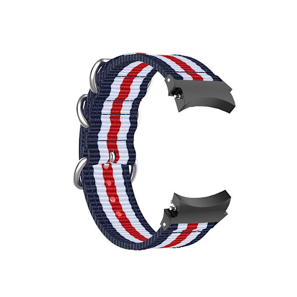 Smartwatch-remme i lærred - Rem til smartwatch - Udskiftningsrem til Watch 4 40mm 44mm til Watch 4 Classic 46mm 42mm 5 striber blå hvid rød